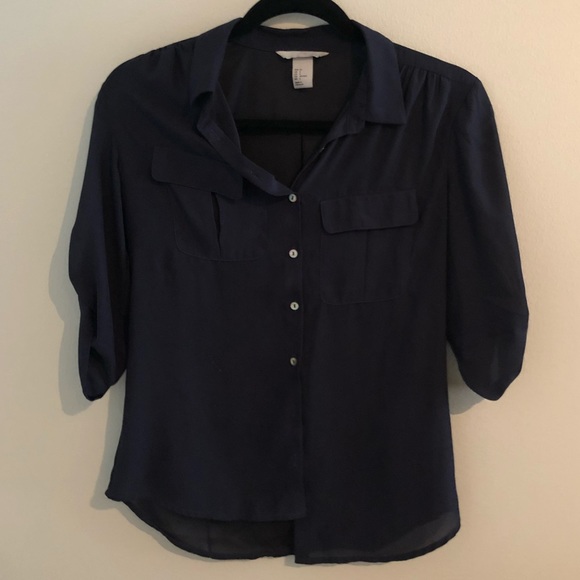 H&M Navy Blue Button Down - Picture 1 of 4